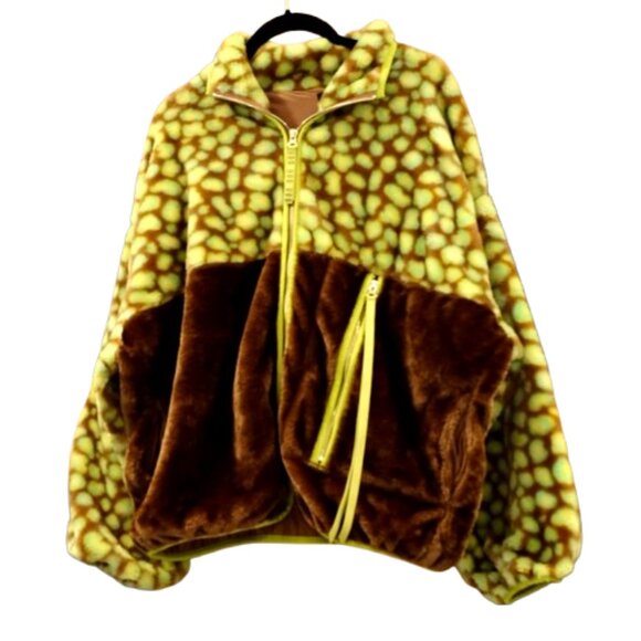 UGG~Women's Marlene Sherpa Print Faux Fur Jacket~ CHARTREUSE NEW WITH TAG SZ XS - Picture 2 of 8